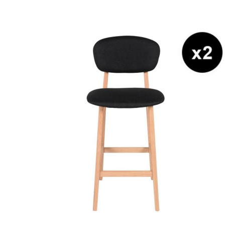 3S. x Home - Lot de 2 chaises snack en tissu noir  - Chaise Design