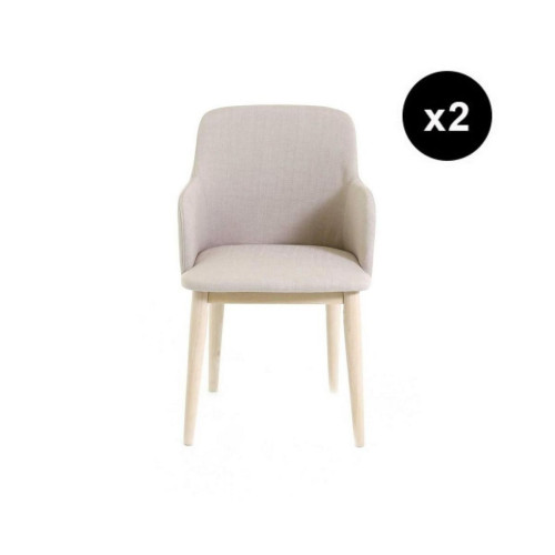 3S. x Home - lot de 2 fauteuils beige en Tissu - Fauteuil Et Pouf Design