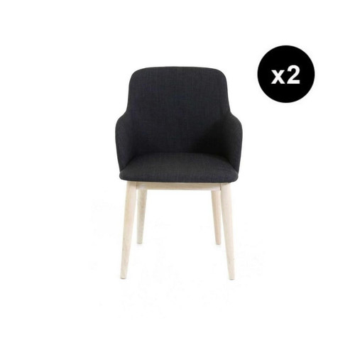 3S. x Home - Lot de 2 fauteuils gris foncé en Tissu - Fauteuil gris design