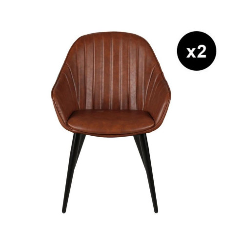 Lot de 2 fauteuils marron vintage marron foncé 3S. x Home Meuble & Déco