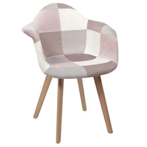 3S. x Home - Lot de 2 fauteuils Patchwork Rose - Fauteuil Design