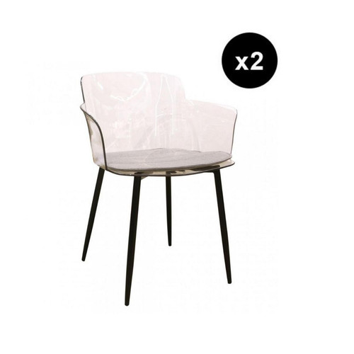 3S. x Home - Fauteuil transparent piètement métal CLARISSA - Chaise Design