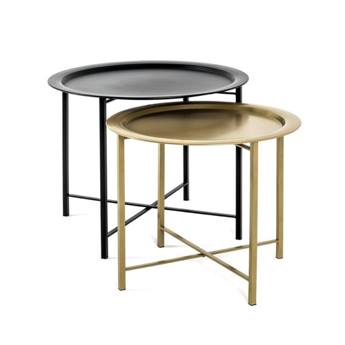 3S. x Home - lot de 2 tables basses métal noir et or - Table Basse Design