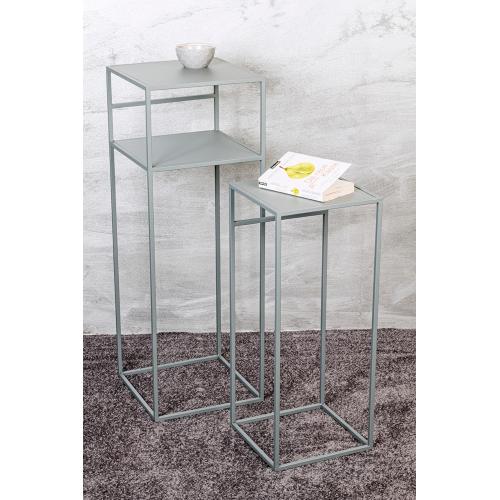 3S. x Home - Lot de 2 tables d'appoint en métal gris - Table Basse Design