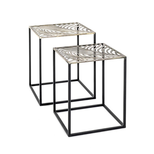 3S. x Home - lot de 2 tables d'appoint structure en tube d'acier laqué noir - Collection Authentique Meubles et Déco