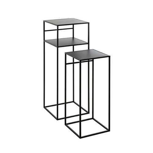 3S. x Home - Lot de 2 tables d'appoint métal laqué noir - Table Basse Design