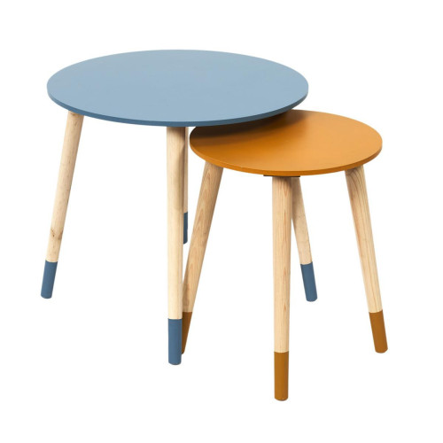 3S. x Home - Lot de 2 Tables Gigogne Bicolore Bleu Jaune - Sélection meuble & déco Scandinave