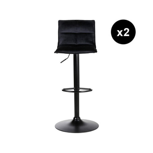 3S. x Home - Lot de 2 tabourets de bar velours noir  - Chaise Et Tabouret Et Banc Design