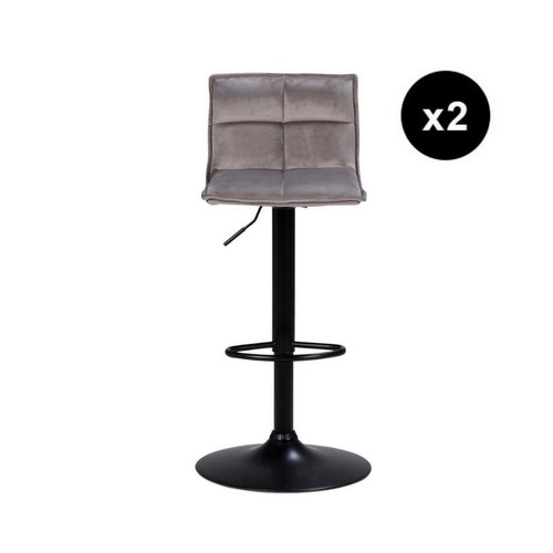3S. x Home - Lot de 2 tabourets de bar velours taupe - Chaise Et Tabouret Et Banc Design