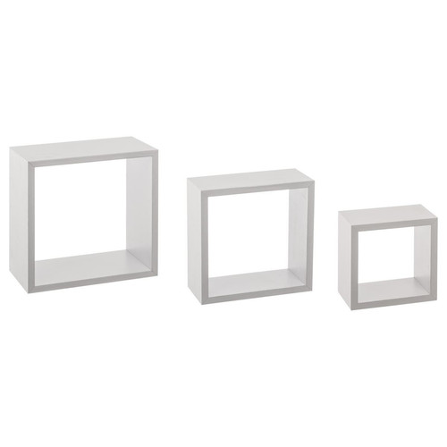 3S. x Home - Lot de 3 étagères murales cubes blanches - Etagères