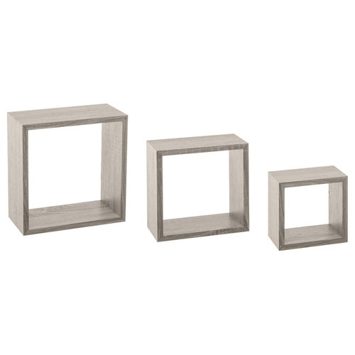 3S. x Home - Lot de 3 étagères murales cubes chêne gris - Meuble Et Déco Design