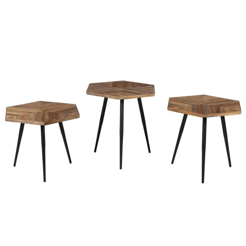 3S. x Home - Lot de 3 Tables Gigognes Bois NASH - Table Basse Design