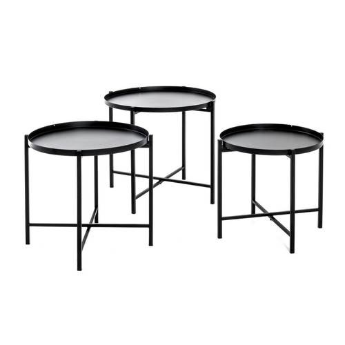 3S. x Home - lot de 3 tables structure en tube d'acier laqué noir - 3S. x Home meuble & déco