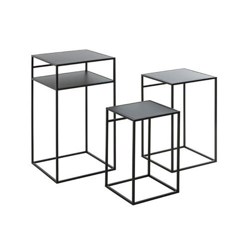 3S. x Home - Lot de 3 tables d'appoint métal laqué noir - Nouveautés