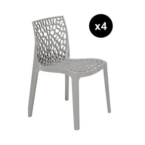 3S. x Home - Lot De 4 Chaises Design Grise  GRUYER - Chaise Et Tabouret Et Banc Design