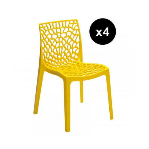 3S. x Home - Lot De 4 Chaises Design Jaune GRUYER - Chaise Et Tabouret Et Banc Design
