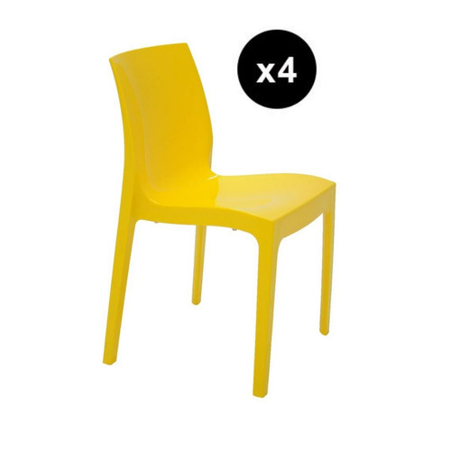 3S. x Home - Lot De 4 Chaises Design Jaune Istanbul - Chaise Et Tabouret Et Banc Design