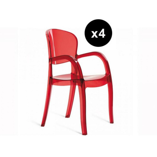 Lot De 4 Chaises Design Rouge Transparente VICTOR Transparent 3S. x Home Meuble & Déco