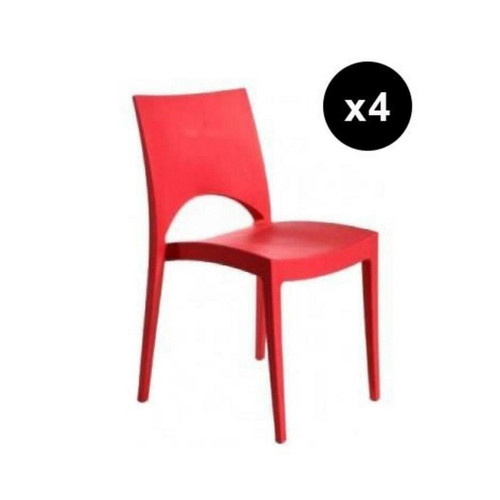 3S. x Home - Lot De 4 Chaises Design Rouge Venise - Chaise Et Tabouret Et Banc Design