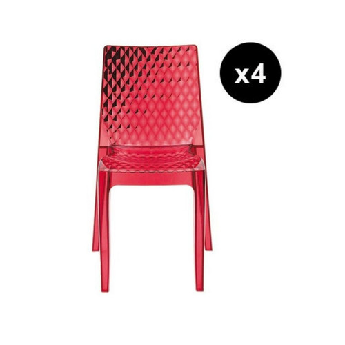 3S. x Home - Lot De 4 Chaises Design Transparente Rouge Delphes 