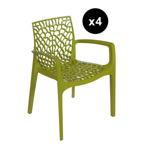 3S. x Home - Lot De 4 Chaises Design Vert Anis Avec Accoudoirs Gruyer - Chaise Et Tabouret Et Banc Design