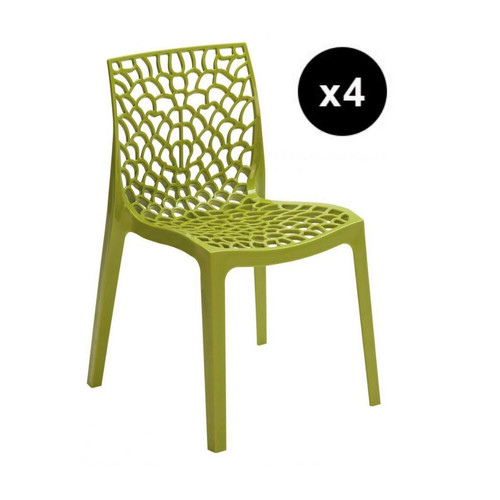 3S. x Home - Lot De 4 Chaises Design Vert Anis GRUYER Opaque - Chaise Et Tabouret Et Banc Design