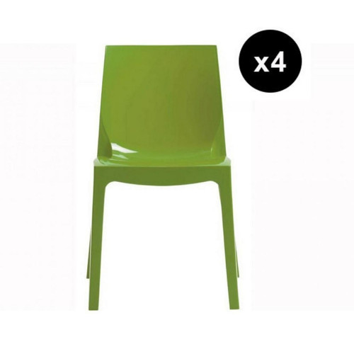 3S. x Home - Lot De 4 Chaises Design Vert Laque' Victory - Chaise Et Tabouret Et Banc Design