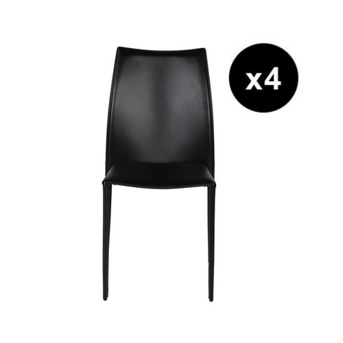 3S. x Home - Lot de 4 chaises en cuir noir - 3S. x Home meuble & déco