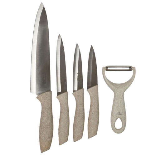 3S. x Home - Lot de 4 couteaux Et Eplucheur Manche Fibre De Blé en acier  - Accessoires de cuisine, pâtisserie