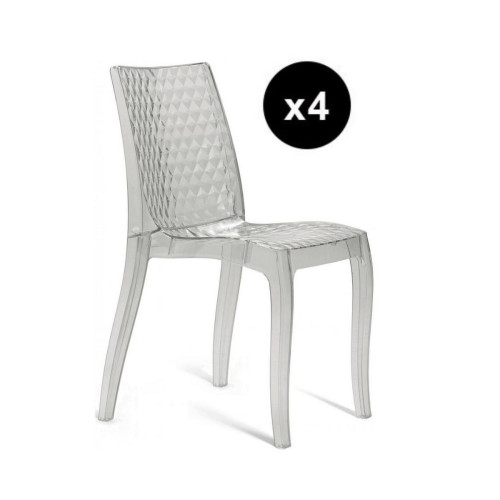 3S. x Home - Lot De 4 Sedia Hypnotic Pc Transparente DELPHES - Chaise Et Tabouret Et Banc Design