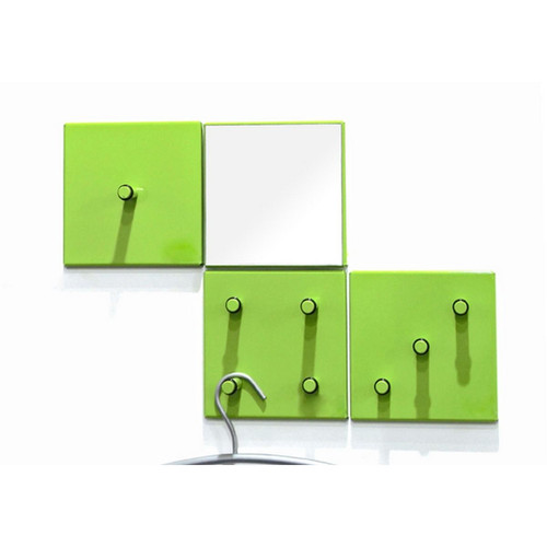 3S. x Home - lot de patères murales métal époxy vert et miroir - Divers rangements