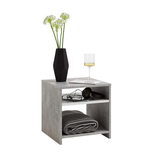 3S. x Home - Table d'appoint deux niveaux LUND gris béton - Nouveautés Meuble Et Déco Design
