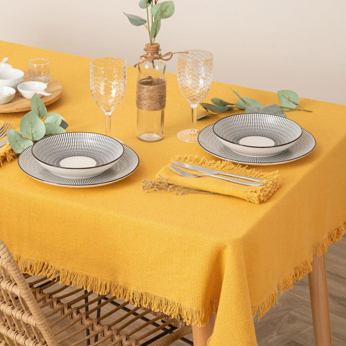 3S. x Home - Nappe "Maha", coton, jaune ocre, 250x150 cm  - Linge de table