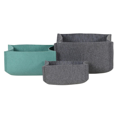 3S. x Home - Set de 3 Paniers gris et turquoise  - Panier Et Boîte Design