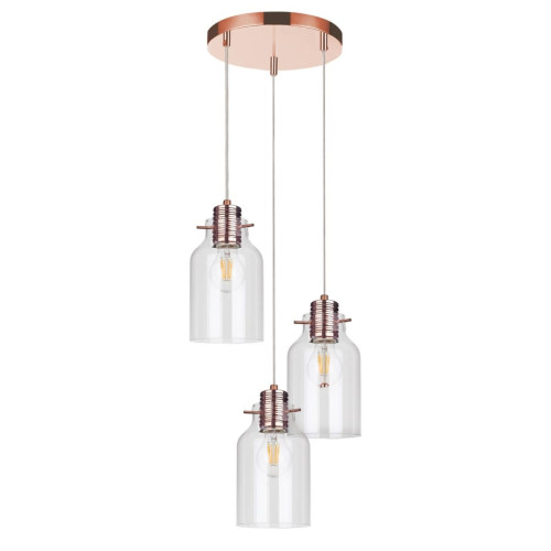Britop Lighting - Pendentif 3xE27 60W Cuivre/Transparent  - Meuble Et Déco Design