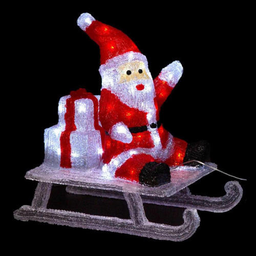 3S. x Home - Père Noël Luge Décoration Lumineuse Extérieure 50 cm - Ambiance de Noël