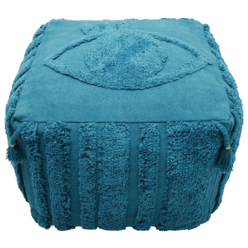 Pouf bohème en coton bleu SAPHIR  Bleu 3S. x Home Meuble & Déco