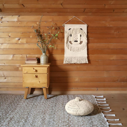 3S. x Home - Pouf rond crochet Ecru - Pouf Design