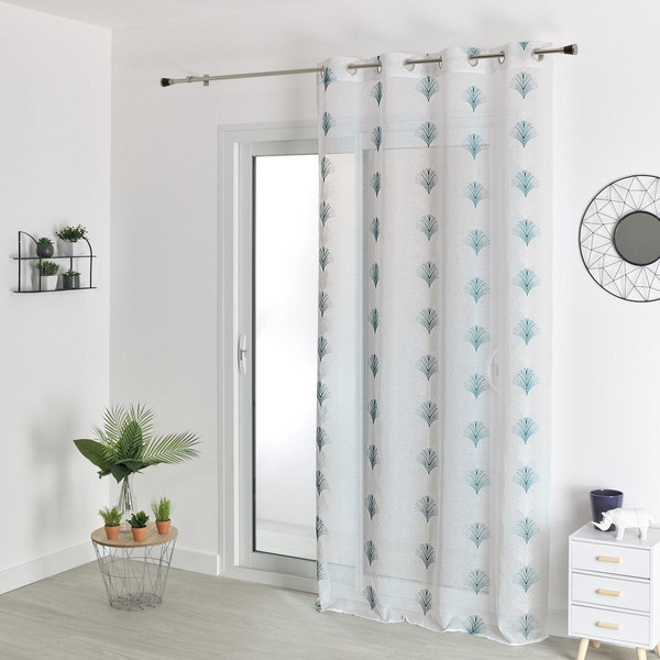VOILAGE BRODE-BLEU PAON-140X240 3S. x Home