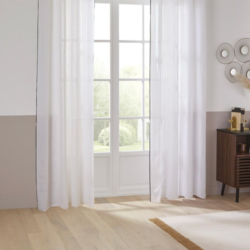 3S. x Home - Rideau "Linah", lin, blanc, 130x260 cm  - Linge de maison