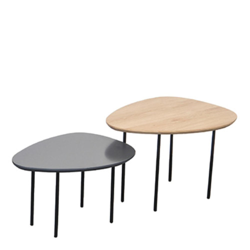 3S. x Home - Set de 2 Tables Basses Gris ALVARO - Promo Table Basse Design