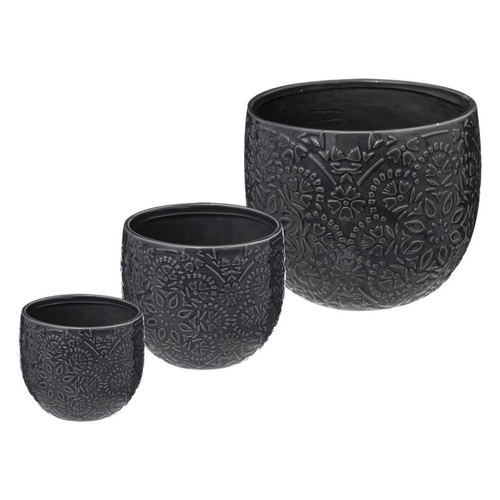 3S. x Home - Set de 3 pots "Night" en céramique - Pots de fleurs, jardinières