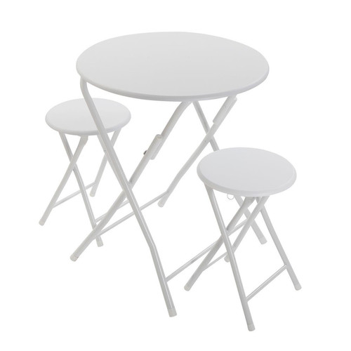 3S. x Home - Set Table et 2 Tabourets Blanc - Promos tables, bars