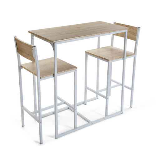 3S. x Home - Set Table et Deux Chaises Marron - Table Salle A Manger Design