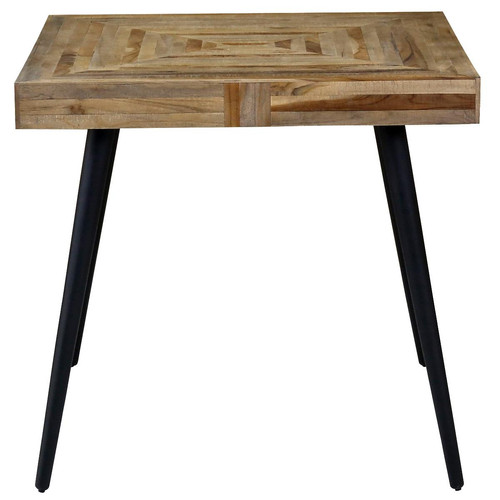 3S. x Home - Table à Manger Carré en Teck Marron et Métal Noir MALO - Table Design