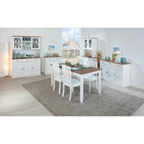 3S. x Home - Table à manger en Pin massif Blanc - Table basse blanche design