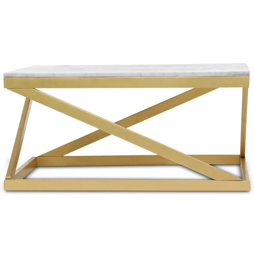 Table basse PALIANO Marbre Blanc et pieds Or 3S. x Home