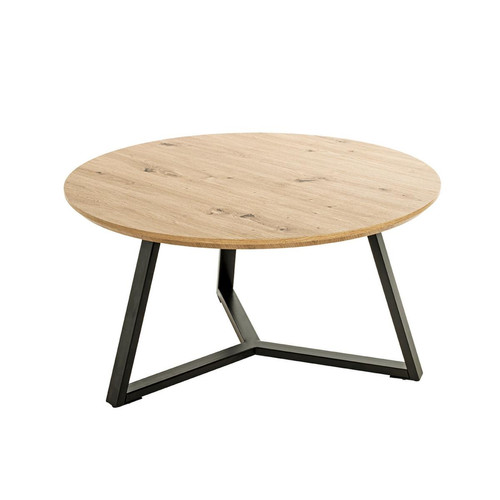 3S. x Home - Table basse ronde plateau décor chène - Table Basse Design