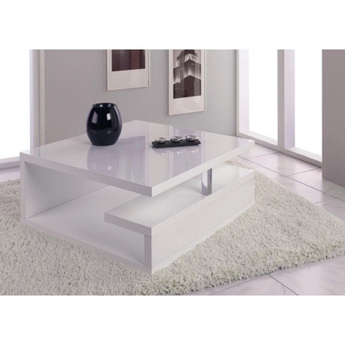 3S. x Home - Table basse blanche design high gloss  - Le salon