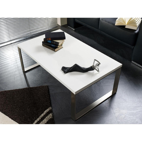 3S. x Home - Table basse en acier inoxydable et plateau blanc  - Meuble Et Déco Design